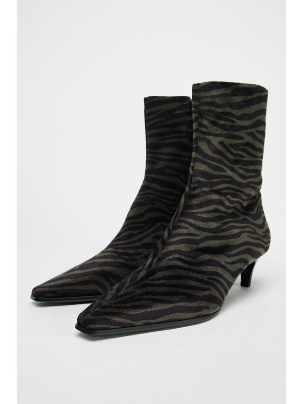 Zara Womens Ankle Boots EU 37 US 6.5 Green Black Zebra Print 1152/410 NWOB